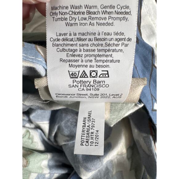 Pottery Barn Caesarea Medallion cotton duvet cover blue green white Queen/ Full - Picture 8 of 14